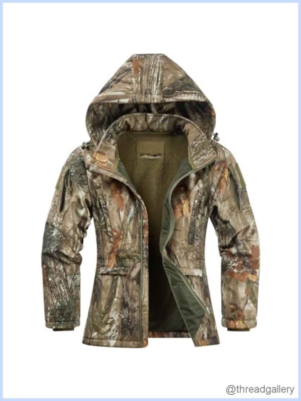 Womens Water Resistant Camo Hunting Jacket Quiet 7 Pockets